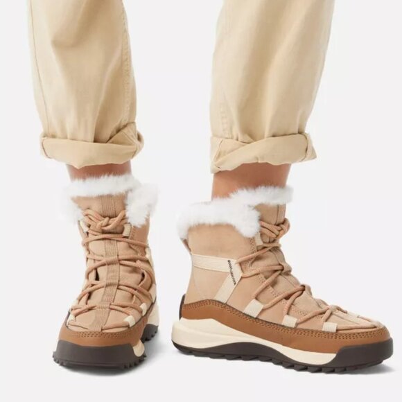 NEW SOREL Suede And Canvas Waterproof Oma Rmx Glacy Boots Brown/white 1125 6s3 - Picture 1 of 11